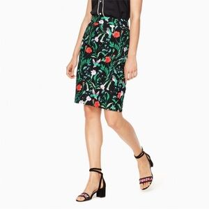 kate spade Black Floral Pencil Skirt with Red and Pink Blooms